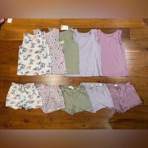 H&M Girls Matching Tank & Short Sets in Butterfly Print, Pink, Lavender, Green